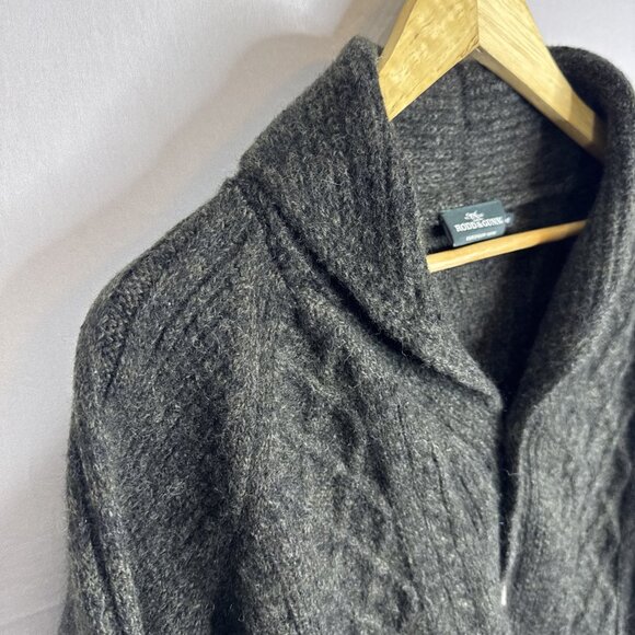 Rodd & Gunn 100% Wool Shawl Collar Cable Knit Cardigan Men’s M Gray Green - Picture 5 of 8